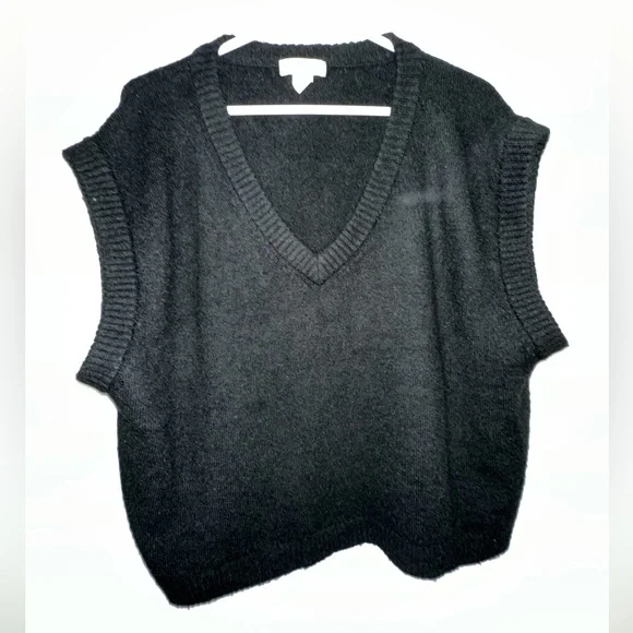 H&m Oversized Black Sweater Vest H&m Black Oversized Sweater